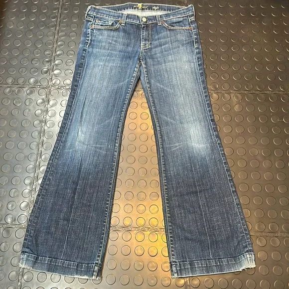 7 For All Mankind 30 x 29 Blue Flare & Wide Leg Jeans - Picture 2 of 12